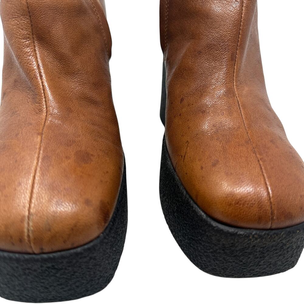 Brother Vellies Empire Platform Ankle Boots Brown Leather Made Italy Womens 6 - Picture 5 of 16